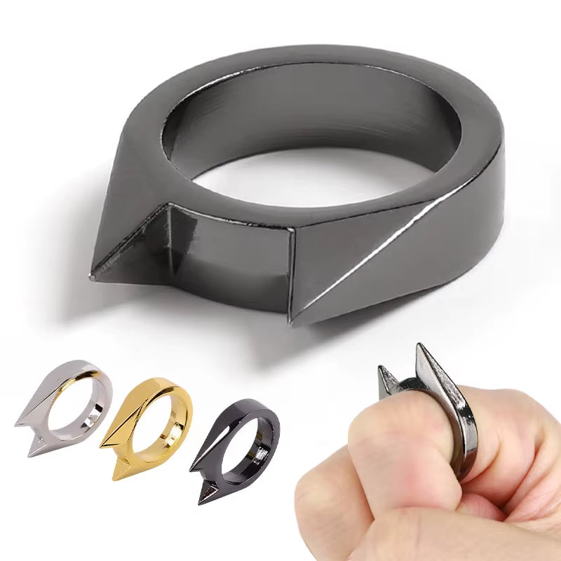 Self-Defense Rings - Unisex Window Breaker Rings, Safety Spike Rings, Small Anti-Wolf Rings, Punk-Style Zinc Alloy Jewelry 3Pcs