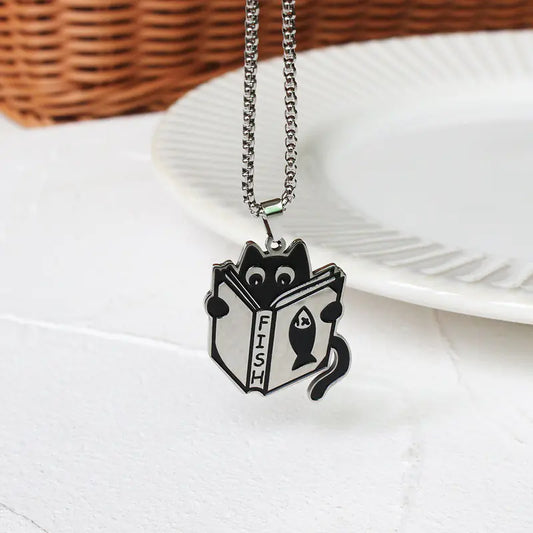 Cat in a Box Necklace - Creative Black Cat Pendant