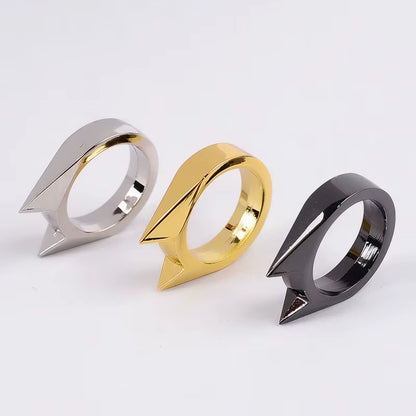 Self-Defense Rings - Unisex Window Breaker Rings, Safety Spike Rings, Small Anti-Wolf Rings, Punk-Style Zinc Alloy Jewelry 3Pcs