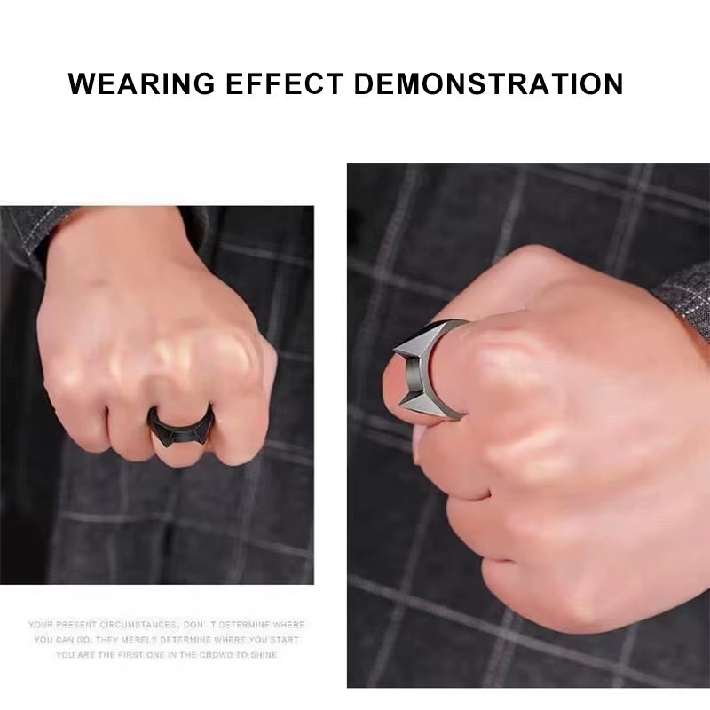 Self-Defense Rings - Unisex Window Breaker Rings, Safety Spike Rings, Small Anti-Wolf Rings, Punk-Style Zinc Alloy Jewelry 3Pcs