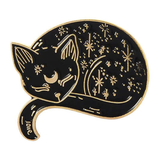 Elegant Black Cat Brooch - Cat Enamel Pin